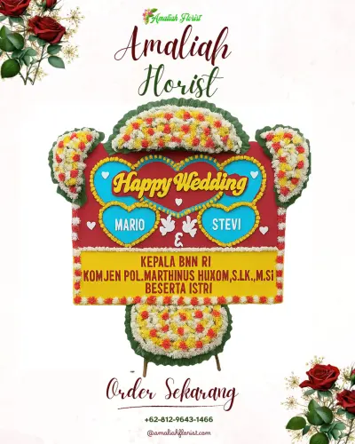 Karangan Papan Bunga Pernikahan di Lawen